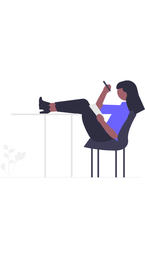 A woman sitting and editing